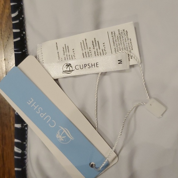 Womens Cupshe navy blue leaf print bikini bottoms size M - Picture 2 of 4